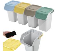 KADAX Set di sistemi di raccolta differenziata per rifiuti con coperchio ermetico, contenitore per rifiuti da 25 litri, pattumiera per cucina, cestino per rifiuti (grigio chiaro, 4 x 25 L)