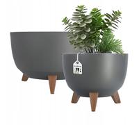 KADAX Set di vasi da fiori, ciotola rotonda, 29 cm + 40 cm, antracite