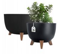 KADAX Set di vasi, ciotola rotonda per fiori, 29 cm + 40 cm, nero