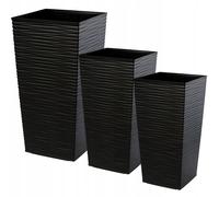 KADAX Set di 3 vasi alti per piante, Nero, H 46,5/57,5/68 cm - vaso per piante grande, fioriera da esterno e vaso per interno salotto