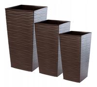 KADAX Eleganti Vasi Alti per Piante da Interno ed Esterno, Grandi Fioriere in Plastica per Balcone (Marrone, Irregolare, Set di 3: 57.5, 68 e 75.5 cm)