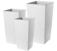 KADAX Set di vasi da fiori, in plastica, 19 + 25 + 30 cm, bianco