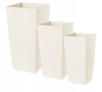 KADAX Set di vasi da fiori, in plastica, fioriera, 25+30+35 cm, crema