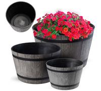 KADAX Set di vasi da fiori, in plastica, rotondi, 23 cm + 30 cm + 40 cm, grig...