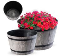 KADAX set di vasi, plastica, rotondo, 30 cm + 40 cm, grigio chiaro