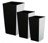 KADAX Set di vasi da fiori lisci, fioriera in plastica, 19 + 25 + 30 cm, nero