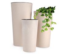 KADAX Set di vasi ecologici, con inserto, 19+25+30 cm, beige