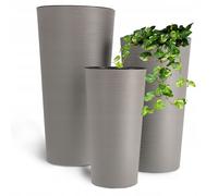 KADAX Set di 3 vasi da fiori – trucioli di legno, inserti estraibili – 19/25/30 cm Grigio