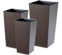 KADAX Set di 3 vasi alti per piante, Moka Rattan, H 36,5/46,5/57 cm - vaso da balcone resistente, vaso per piante da interno ed esterno