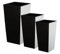 KADAX Set di 3 vasi alti per piante, Nero Liscio, H 36,5/46,5/57 cm - vaso moderno per interni, vasi per piante da esterno e terrazzo