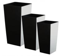 KADAX Set di vasi lisci, vaso in plastica, 19+25+30 cm, nero