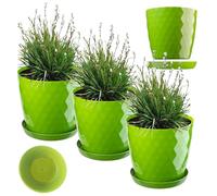 KADAX Set di vasi per fiori da 3 - 30 cm, verde, vasi in materiale leggero per fiori, piante, cactus, erbe e piante grasse, colori vivaci che portano freschezza nella stanza