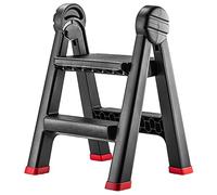 KADAX Sgabello a 2 livelli in acciaio, piedini antiscivolo, portata fino a 150 kg, pratica scala domestica
