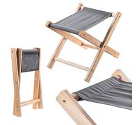 KADAX Sgabello pieghevole, 40 x 31 x 31 cm, in legno, pieghevole, portata fino a 100 kg, per giardino, balcone, terrazza e campeggio, pouf (grigio)