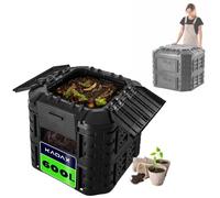 KADAX Sistema di compostaggio del modulo, composter rapido Realizzato in plastica, composter con Pulsanti, Compost Termico Nero con Coperchio Pieghevole (600L)