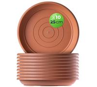 KADAX Sottovaso rotondo diametro 25 cm, 10 pezzi, in plastica, per interni ed esterni, accessori per vasi di fiori e vasi per piante (terracotta)