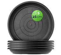 KADAX Sottovaso rotondo diametro 25 cm, 5 pezzi, in plastica, per interni ed esterni, accessori per vasi di fiori e vasi per piante (antracite)