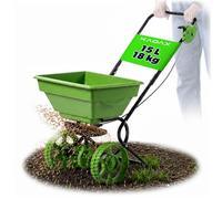 KADAX Spargitore 15 l con ruote, spargitore per fertilizzanti, saliera e spargitore per semi, per giardino e servizio invernale, spargitore per sale e fertilizzanti per prato