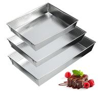 KADAX Stampi per Torte Rettangolari - Confezione da 3 (Argento) - Grande Stampo da Pasticceria con Rivestimento Antiaderente e Bordi Alti, Accessorio da Cucina