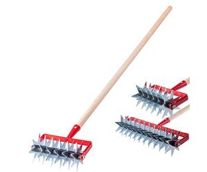 KADAX STAR FREACHING MACCHING, ROUTER GARDENE METALLE, briciole allentarsi il terreno, coltivatore giardino, prato, erba, zappa a rullo, briciole pavimento (con 6 stelle, maniglie in legno))