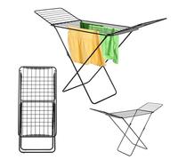 KADAX Stendibiancheria con 20 m di lunghezza asciutta, pieghevole, colore nero, stendibiancheria con ali, asciugabiancheria con ali