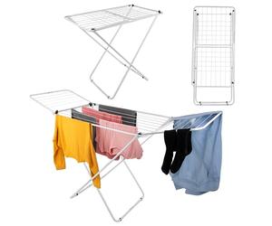 KADAX Stendibiancheria con ali, lunghezza 18 m/23 m, stendibiancheria in acciaio verniciato a polvere, asciugatrice pieghevole (bianco/2 ale)