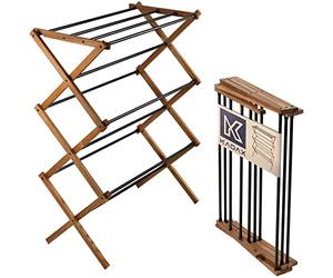 KADAX Stendibiancheria da pavimento in legno, completamente montato, stendibiancheria pieghevole a torre con superficie asciutta 7 m², stendibiancheria in legno, asciugatrice salvaspazio (73 x 97 cm)