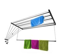 KADAX Stendibiancheria da soffitto 6 x 160 cm, stendibiancheria da soffitto salvaspazio, stendibiancheria a soffitto, stendibiancheria a soffitto, stendibiancheria da soffitto in acciaio (nero)