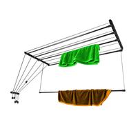 KADAX Stendino per biancheria da soffitto 5x180cm, stendibiancheria salvaspazio a montaggio a soffitto, stendibiancheria per il soffitto, stendino per biancheria da soffitto in acciaio (Nero)