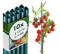 KADAX Supporti in Acciaio Plasticato - 10 x 120cmx11mm, Sostegni per Pomodori, Bastoncini di Supporto per Piante Rampicanti, Pali per Orto e Giardino