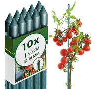 KADAX Supporti in Acciaio Plasticato - 10 x 90cmx16mm, Sostegni per Pomodori, Bastoncini di Supporto per Piante Rampicanti, Pali per Orto e Giardino
