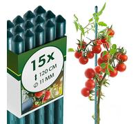 KADAX Supporti in Acciaio Plasticato - 15 x 120cmx11mm, Sostegni per Pomodori, Bastoncini di Supporto per Piante Rampicanti, Pali per Orto e Giardino