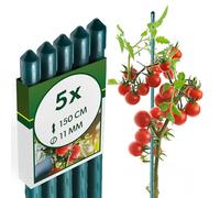 KADAX Supporti in Acciaio Plasticato - 5 x 150cmx11mm, Sostegni per Pomodori, Bastoncini di Supporto per Piante Rampicanti, Pali per Orto e Giardino