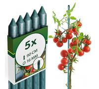 KADAX Supporti in Acciaio Plasticato - 5 x 90cmx16mm, Sostegni per Pomodori, Bastoncini di Supporto per Piante Rampicanti, Pali per Orto e Giardino