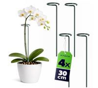 KADAX Supporti per fiori 30 cm, set da 4 pezzi, supporto per piante in acciaio, bastoncini per orchidee per stabilizzare steli e fiori, supporto per fiori per orchidee