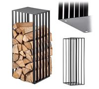 KADAX - Supporto per legna da ardere in acciaio robusto, nero, porta legna da ardere verniciato a polvere in vari modelli (29,5 x 38 x 90 cm)