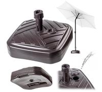 KADAX Supporto per ombrelloni, supporto rotondo per ombrelloni, riempibile con sabbia acqua o ghiaia, supporto in plastica per giardino, terrazza, spiaggia (versione 1 quadrato, marrone)