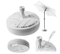 KADAX Supporto per ombrelloni, supporto rotondo per ombrelloni, riempibile con sabbia acqua o ghiaia, supporto in plastica per giardino, terrazza, spiaggia (versione 1 rotonda, bianco)