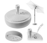 KADAX Supporto per ombrelloni, supporto rotondo per ombrelloni, riempibile con sabbia acqua o ghiaia, supporto in plastica per giardino, terrazza, spiaggia (versione 2 rotonda, bianco)