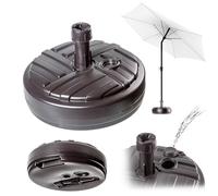 KADAX Supporto per ombrelloni, supporto rotondo per ombrelloni, riempibile con sabbia acqua o ghiaia, supporto in plastica per giardino, terrazza, spiaggia (versione 1 rotonda, marrone)