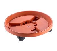 KADAX Supporto per piante a rotolo, con ruote, supporto per piante in plastica, piattino per un facile trasporto di vasi di fiori (diametro 30,5 cm, terracotta)
