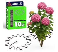 KADAX Supporto per piante perenni, rotondo, Ø 21 cm, in set da 10 pezzi, supporto per piante in plastica, supporto per ortensie e peonie, supporto per ortensie e piante (marrone)