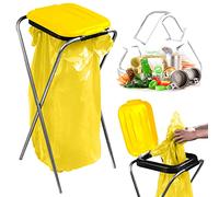 KADAX Supporto singolo per sacchetti della spazzatura, in 5 versioni di colore, supporto per la raccolta differenziata dei rifiuti con coperchio in plastica, supporto per sacchetti della spazzatura