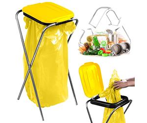 KADAX Supporto singolo per sacco della spazzatura, supporto per sacco dell'immondizia in 5 versioni di colore, supporto per la separazione dei rifiuti con coperchio in plastica, supporto per sacco