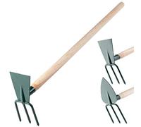 KADAX TACE, Zoe Garden, Doppia casa Giardino, allentamento e Pavimento, Accessori da Giardino Realizzati in Metallo, erbaccia Rimuovere Le (Piccole, 3 Denti - rettangolo, con Manico in Legno)