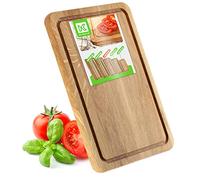 KADAX Tagliere rettangolare in rovere, tagliere da cucina in 5 diverse misure, tagliere in legno con scanalatura per succo, tagliere per formaggio, tagliere per la colazione (25 x 35 cm)