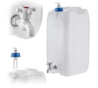 KADAX Tanica per acqua con rubinetto di scarico, contenitore d'acqua con erogatore, tanica con rubinetto integrato e distributore di sapone, tanica da viaggio per campeggio (30 litri)
