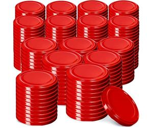 KADAX Tappo a vite Ø 82 mm, coperchio twist-off in metallo, coperchio di ricambio per barattoli e barattoli in vetro con 6 tacche (200 pezzi, rosso)