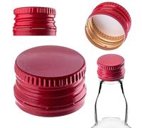 KADAX Tappo a vite 28 x 18 mm per bottiglie, tappo a vite in alluminio, tappo a vite per bottiglie di vino, succhi e liquori (rosso, 50 pezzi)
