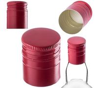 KADAX Tappo a vite 28 x 40 mm per bottiglie, tappo a vite in alluminio, tappo a vite per bottiglie di vino, succhi e liquori (rosso, 50 pezzi)